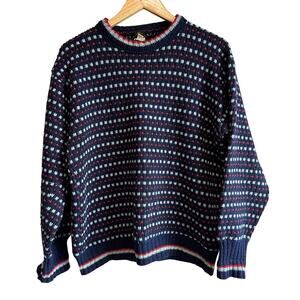 Vintage Krone Made in Norway Wool Navy Pullover Sweater M